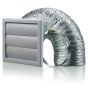 Grey Blauberg Cooker Hood Round Duct Kit - Back Draught Shutter Vent Extractor Fan - 125mm 5"