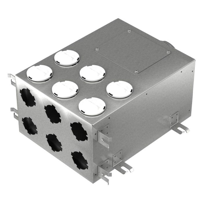 125mm - MVHR Heat Recovery Ventilation Air Manifold Box Semi Rigid Flexible 75mm Ducting - 6 Port