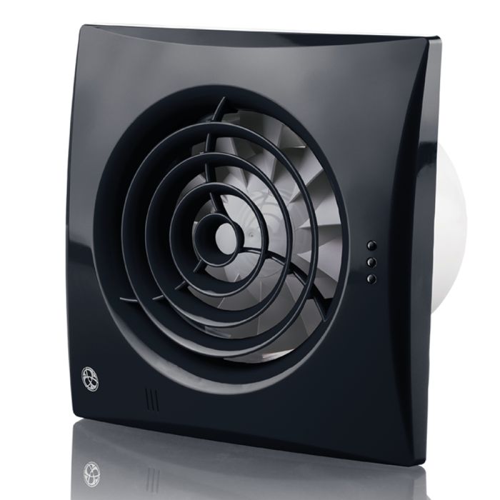 Low Noise Energy Efficient Kitchen Extractor Fan 150mm Black - Timer