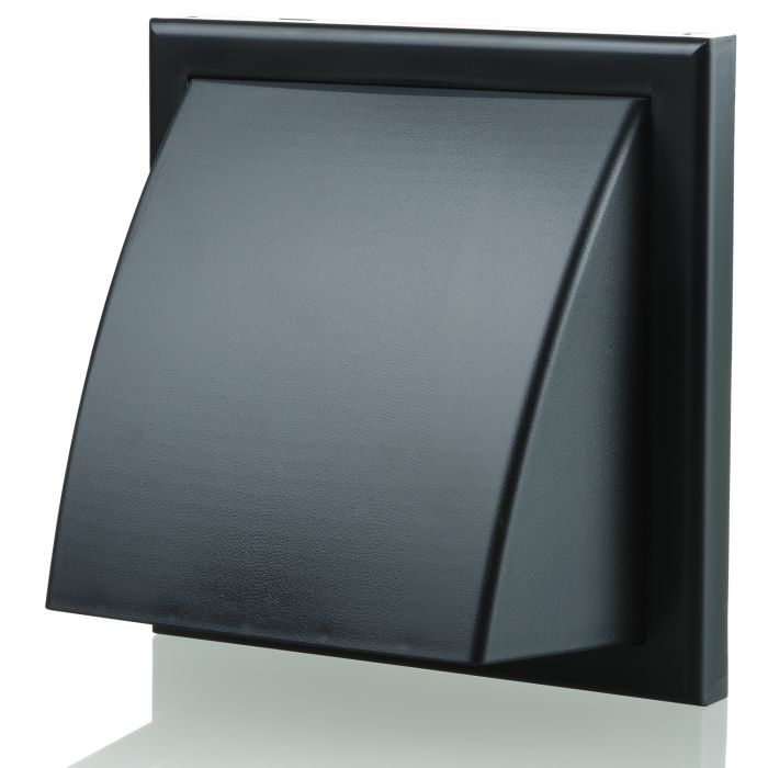 Blauberg Plastic Cowled Hooded Air Ventilation Wind Baffle Wall Grille - 100mm - Black