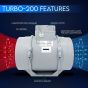 Blauberg In Line Turbo Mixed Flow Tube Extractor Fan - Duct Mounting - 200mm 8" diameter