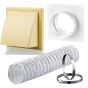 Flexible Air Venting Kit Anti Draught Shutter Round 150mm 6 " Hole Cotswold Stone	Extractor Fan Cooker Hood Tumble Dryer Bathroom Kitchen External Wall 