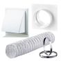Bathroom Kitchen External Wall Extractor Fan Cooker Hood Tumble Dryer Round 125mm 5 " Hole White Flexible Air Venting Kit Anti Draught Shutter